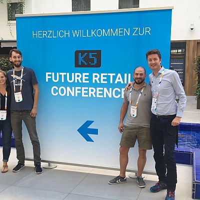 Juli 2018: Tanja, Philipp, Michael und Jochen auf der E-Commerce Konferenz K5.