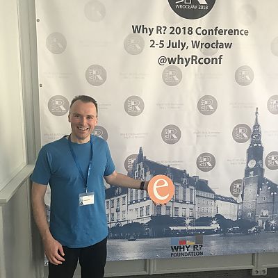 Juli 2018: Thomas auf der 4-tägigen Konferenz "Why R?" in Polen. 