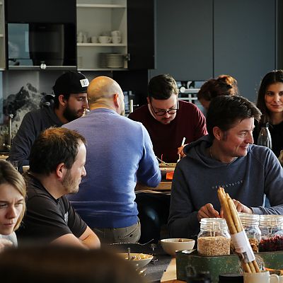 Dezember 2019: Einweihung der exito Team-Küche im 28. Stock