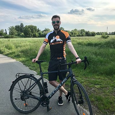 Juni 2021: Steffen mit seinem neuen Jobrad.