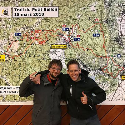 März 2018: Unser Trailrunner Stefan und Peter starten zum 2. Mal beim Trail du Petit Ballon in den Vogesen. Ein Winter-Berglauf-Abenteuer!