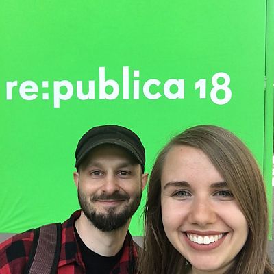 Mai 2018: Lena und Andi bei der re:publica 2018, die unter dem Motto "POP" stand.